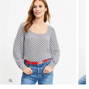 LOFT Black and White Patterned Blouse